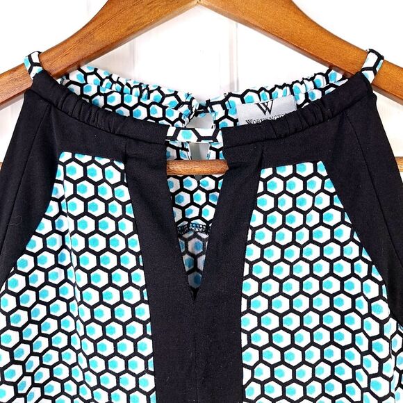 Worthington Petite Peacock Honeycomb Sleeveless Halter Blouse Tank Top Sz PS - Picture 3 of 11
